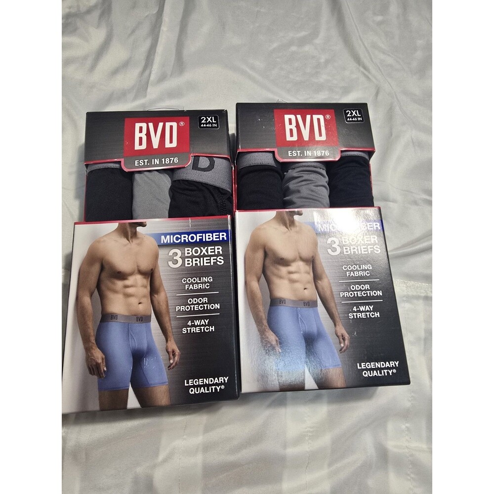 2 BoBVD 3 Pack Men’s Microfiber Boxer Briefs (Cooling Fabric & Odor Protection) - Picture 4 of 6